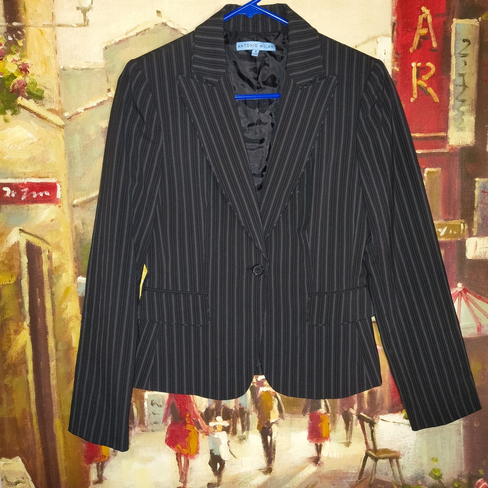 ANTONIO MELANI Charcoal Pinstripe Blazer
